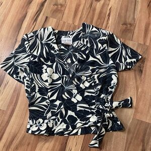 VTG Leslie Belle Hawaiian Wrap Blouse Sz 10